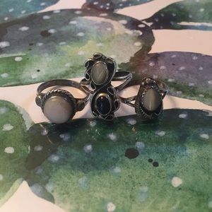 vintage black & white sterling rings